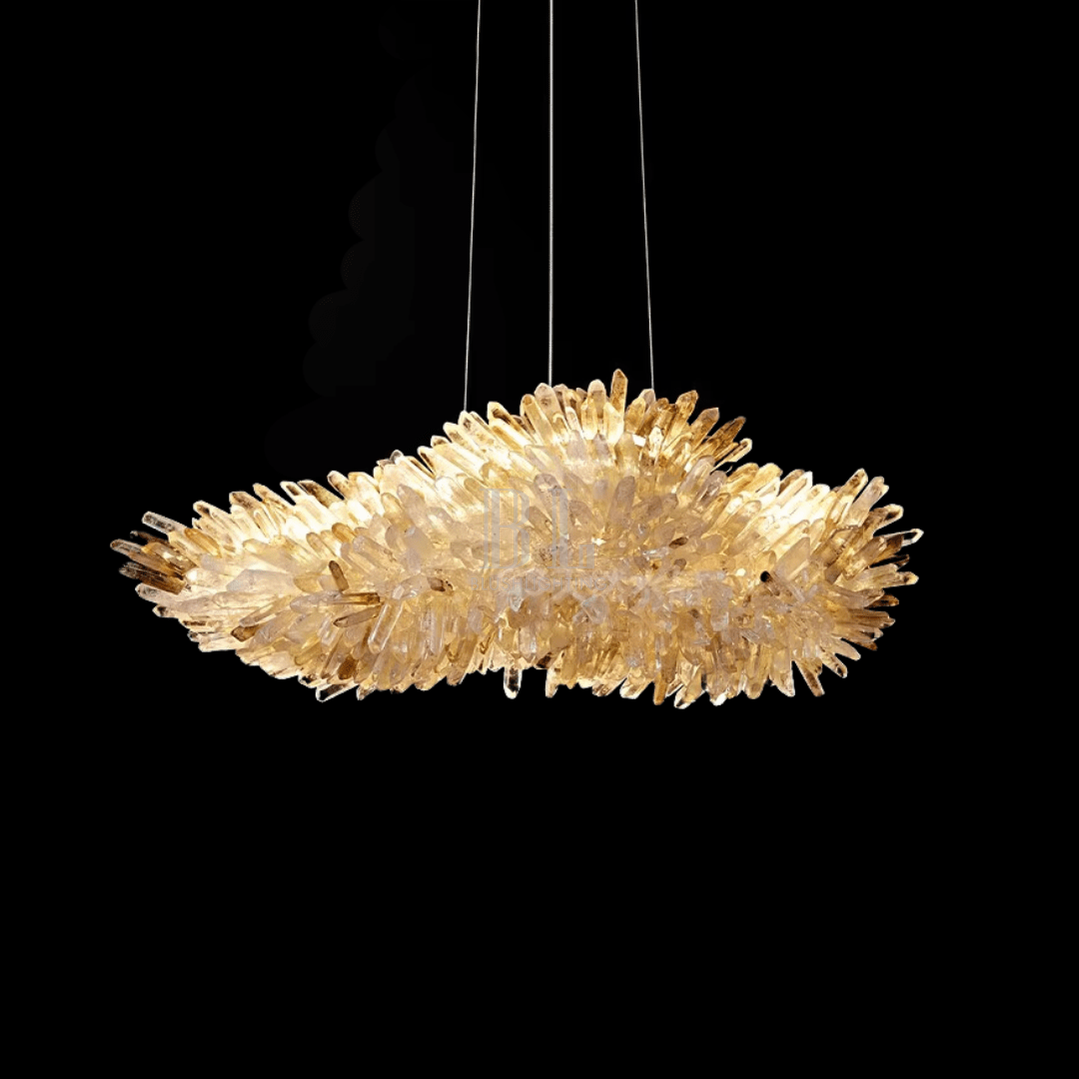 Modern Natural Crystal Wing Chandelier - L25.6"*H10.2"(L65cm*W26cm)AmberWarm Lightcasivra