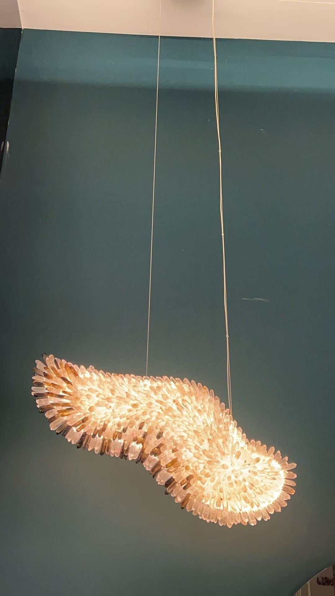 Modern Natural Crystal Wing Chandelier - L25.6"*H10.2"(L65cm*W26cm)AmberWarm Lightcasivra