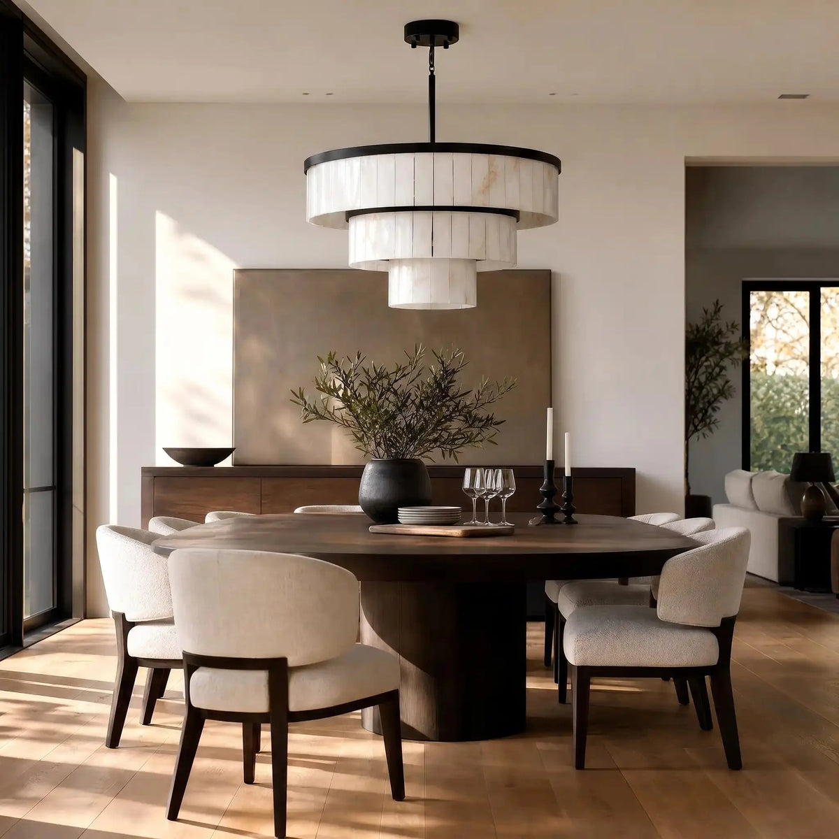 Modern Nature Alabaster 3 Tier Chandelier - Blackcasivra