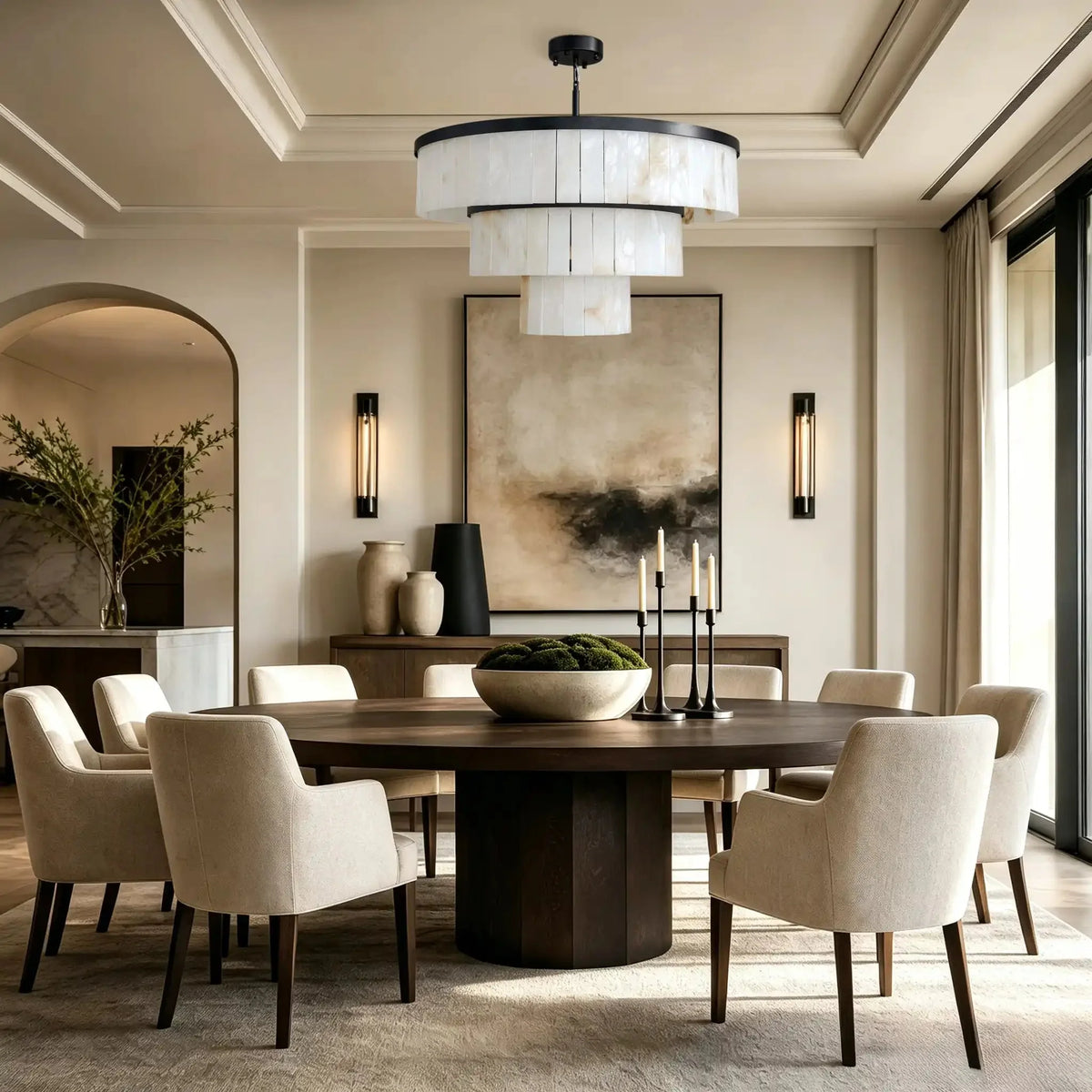 Modern Nature Alabaster 3 Tier Chandelier - Blackcasivra