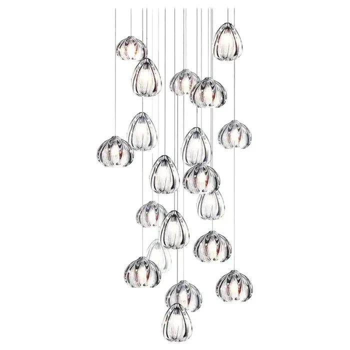 Modern Nordic Style Hand Blown Glass Pendant Crystal Chandelier for Dining Room/Living Room/Stairwell - 10 Lights/D19.7"*H118.1"/18KGRoundWarm Lightcasivra