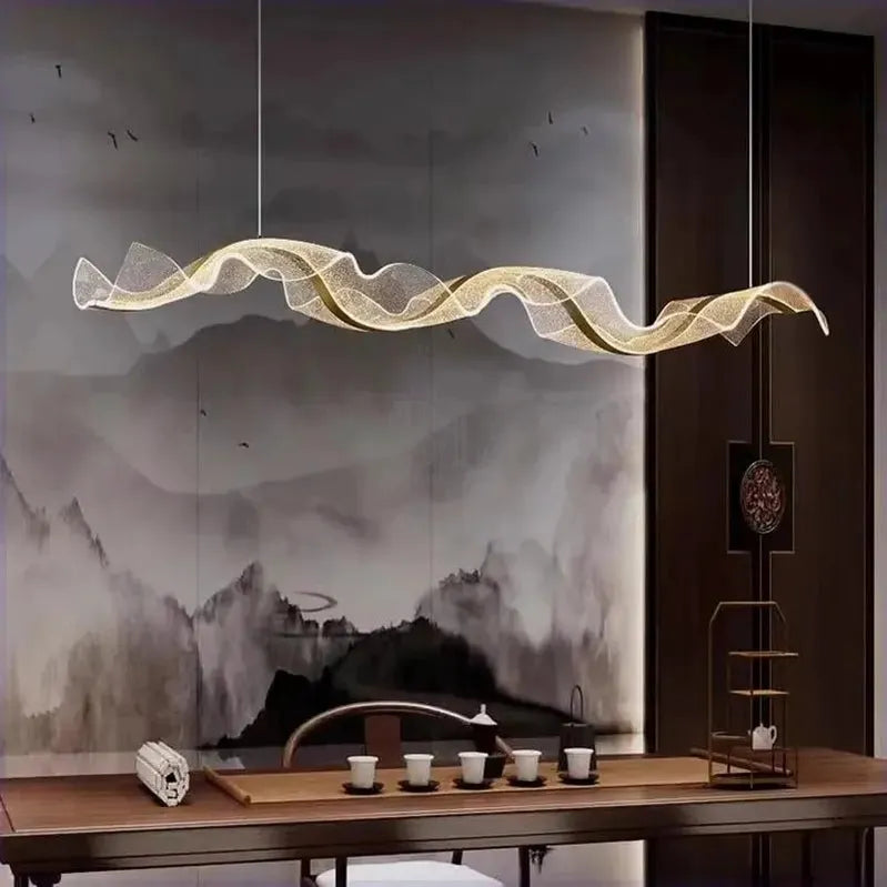 Modern Ocean Wave Pendant Chandelier for Kitchen - Gold38.52” (100 cm)Remote Control (Dimmable)casivra