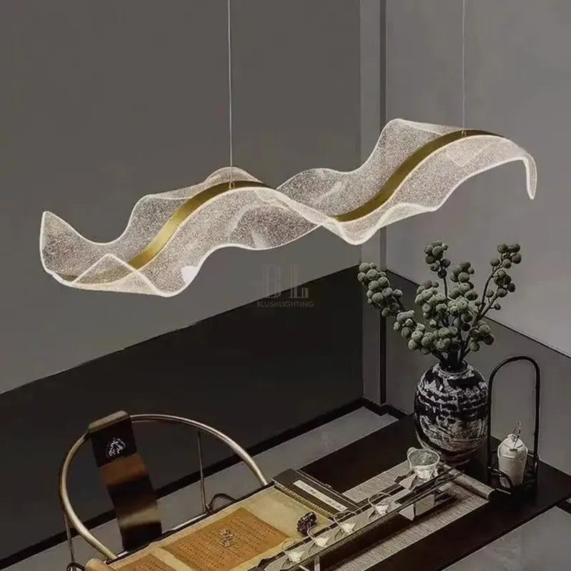 Modern Ocean Wave Pendant Chandelier for Kitchen - Gold38.52” (100 cm)Remote Control (Dimmable)casivra