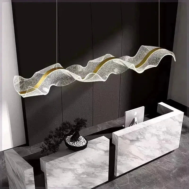 Modern Ocean Wave Pendant Chandelier for Kitchen - Gold38.52” (100 cm)Remote Control (Dimmable)casivra