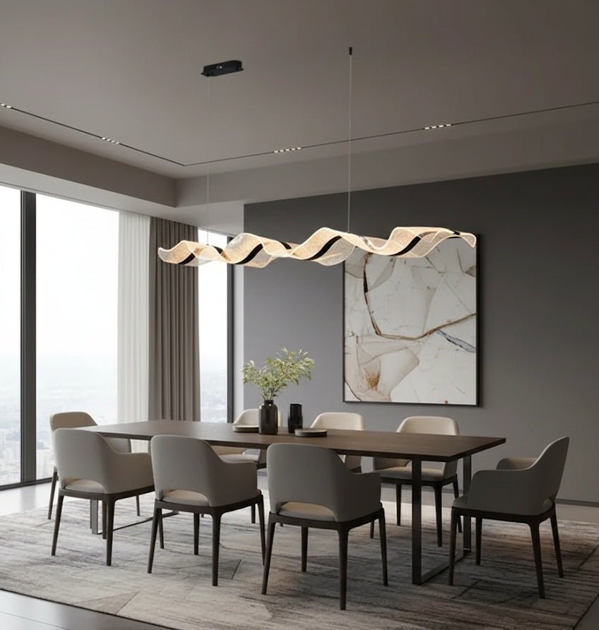 Modern Ocean Wave Pendant Chandelier for Kitchen - Black38.52” (100 cm)Remote Control (Dimmable)casivra
