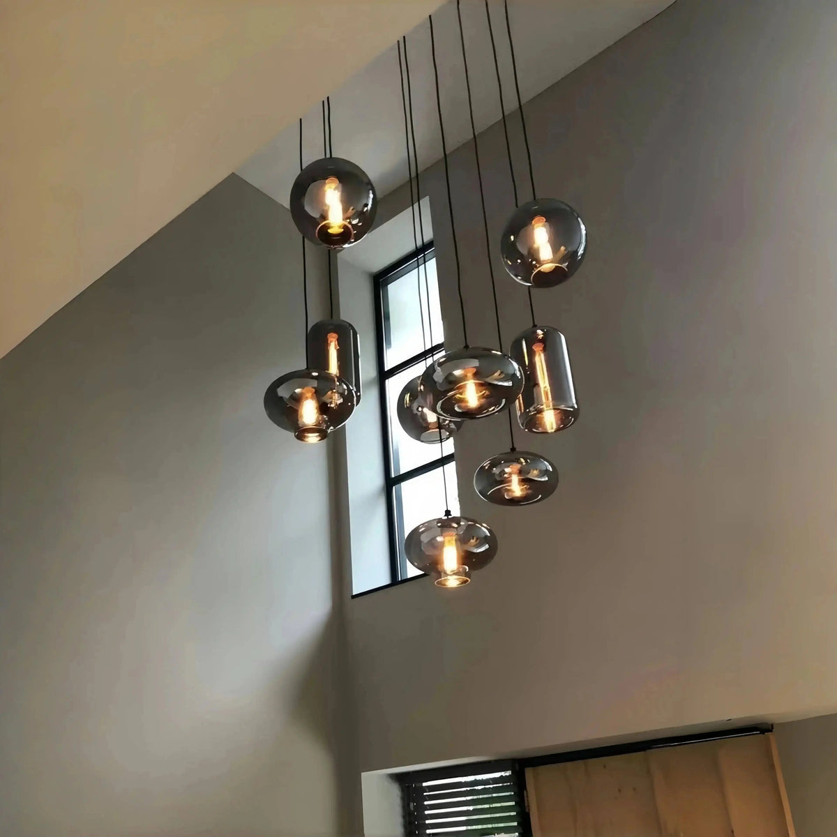 Modern Pendant Fixture light For 2 Story Foyer /Enterway /Staircase - Ceiling Plate: L27.6"*W27.6"/6 LightsWarm Lightcasivra