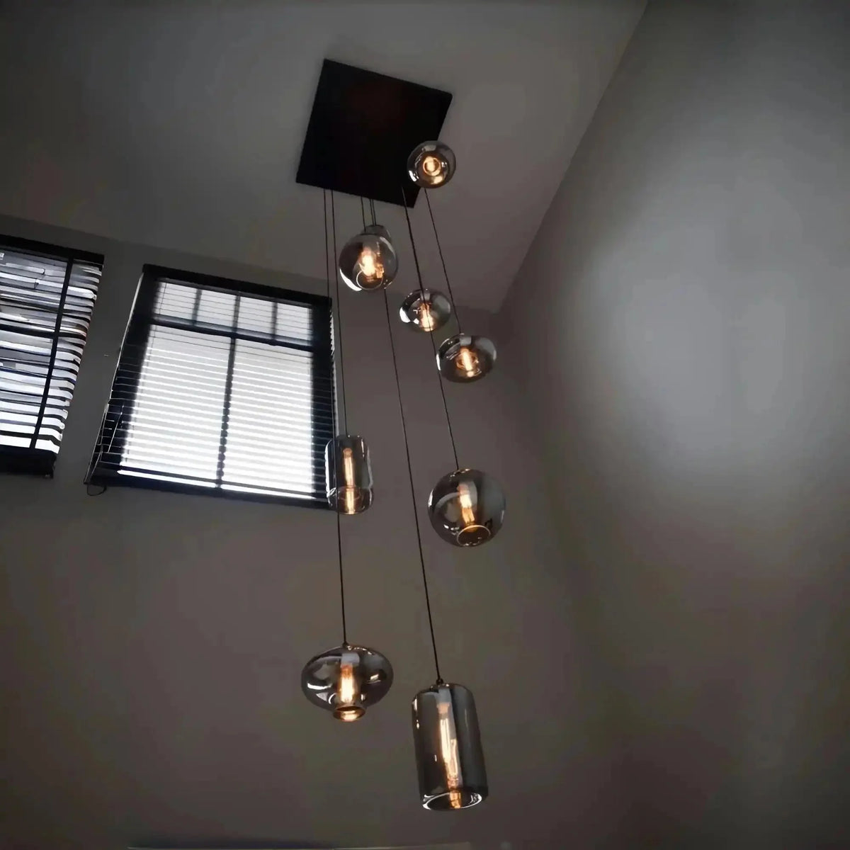 Modern Pendant Fixture light For 2 Story Foyer /Enterway /Staircase - Ceiling Plate: L27.6"*W27.6"/6 LightsWarm Lightcasivra