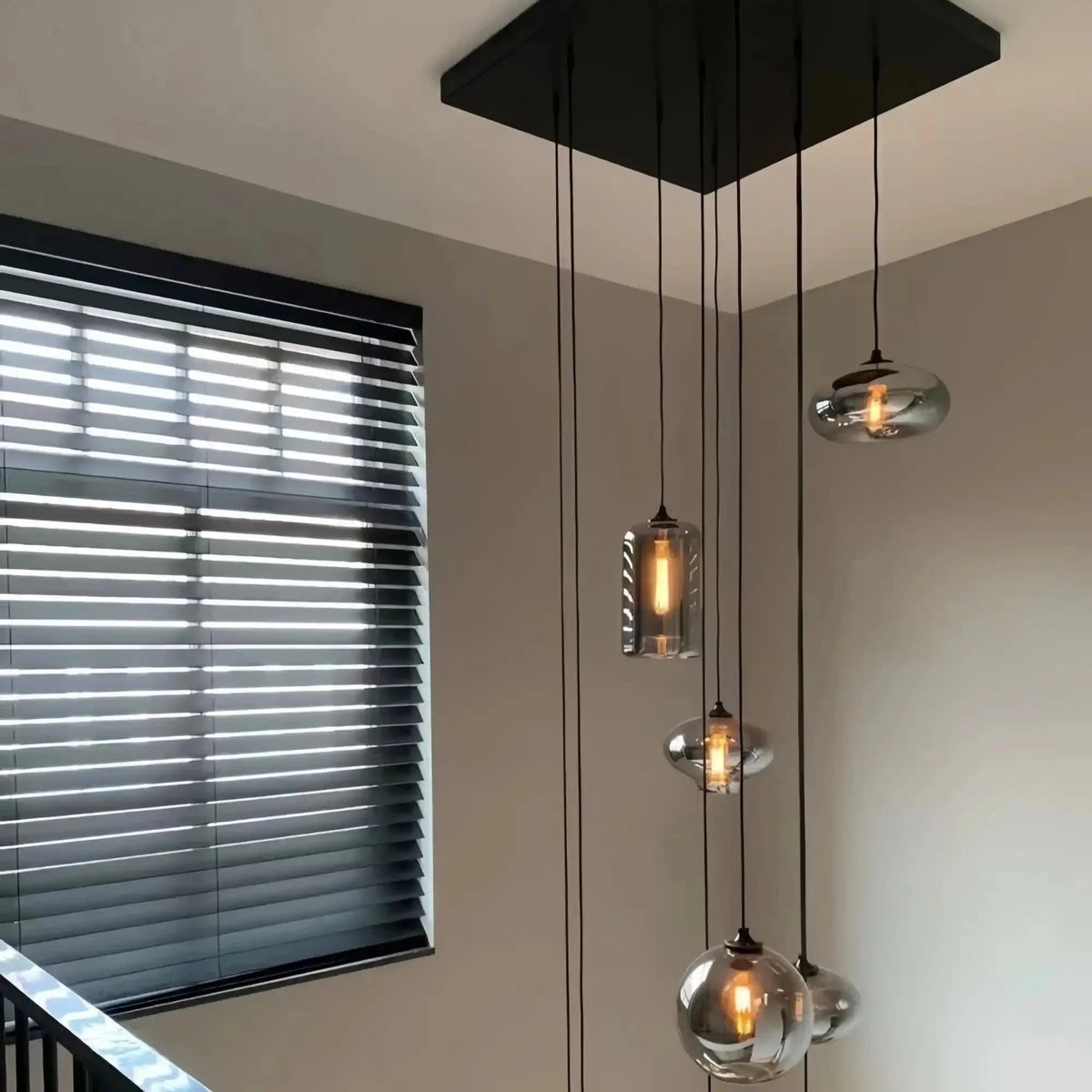 Modern Pendant Fixture light For 2 Story Foyer /Enterway /Staircase - Ceiling Plate: L27.6"*W27.6"/6 LightsWarm Lightcasivra
