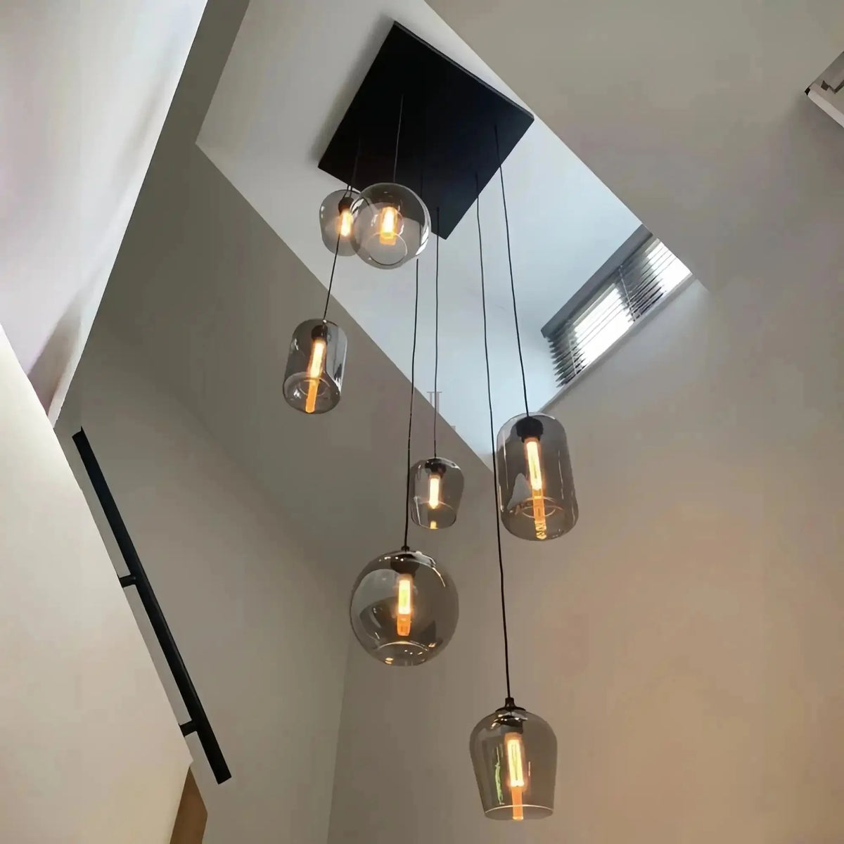Modern Pendant Fixture light For 2 Story Foyer /Enterway /Staircase - Ceiling Plate: L27.6"*W27.6"/6 LightsWarm Lightcasivra