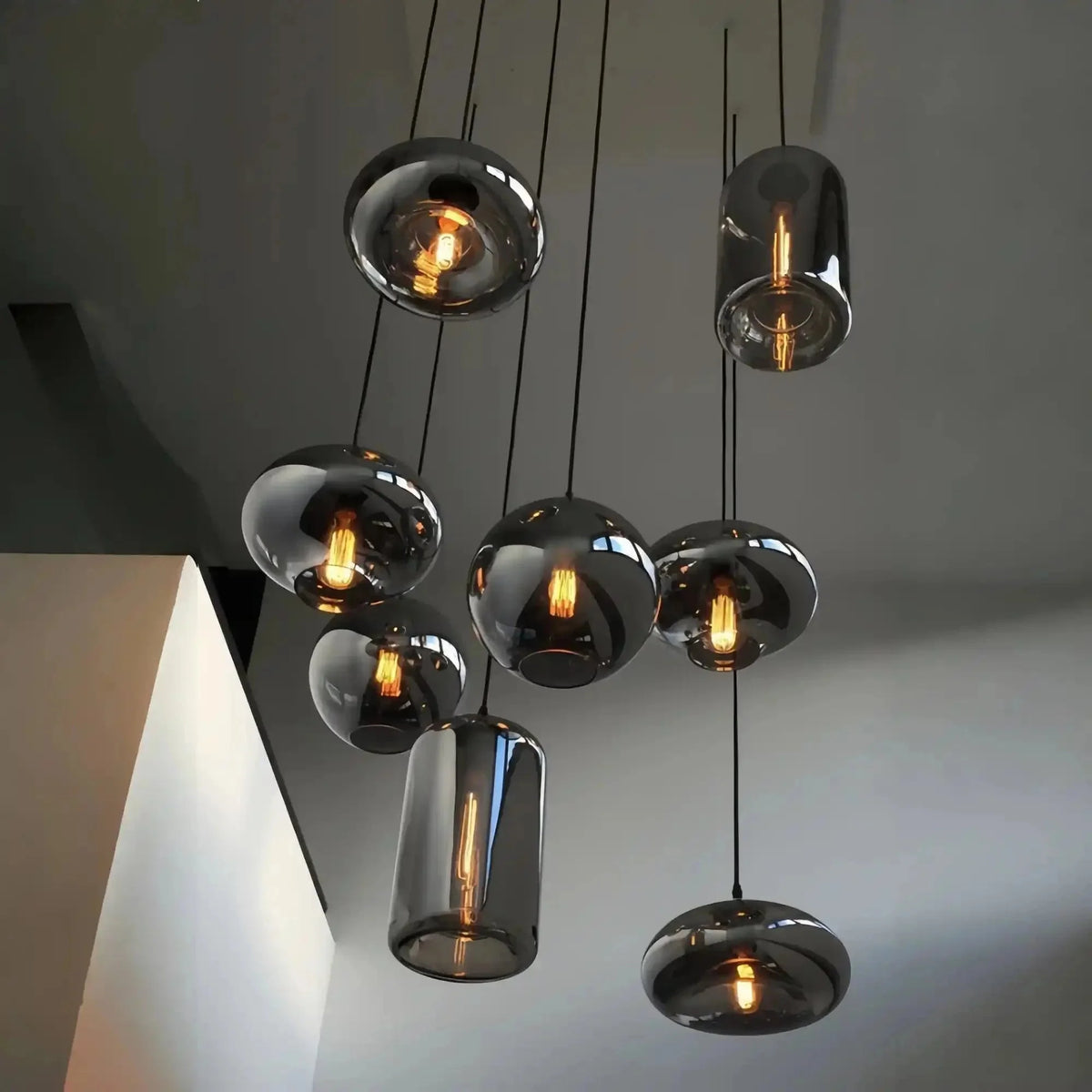 Modern Pendant Fixture light For 2 Story Foyer /Enterway /Staircase - Ceiling Plate: L27.6"*W27.6"/6 LightsWarm Lightcasivra