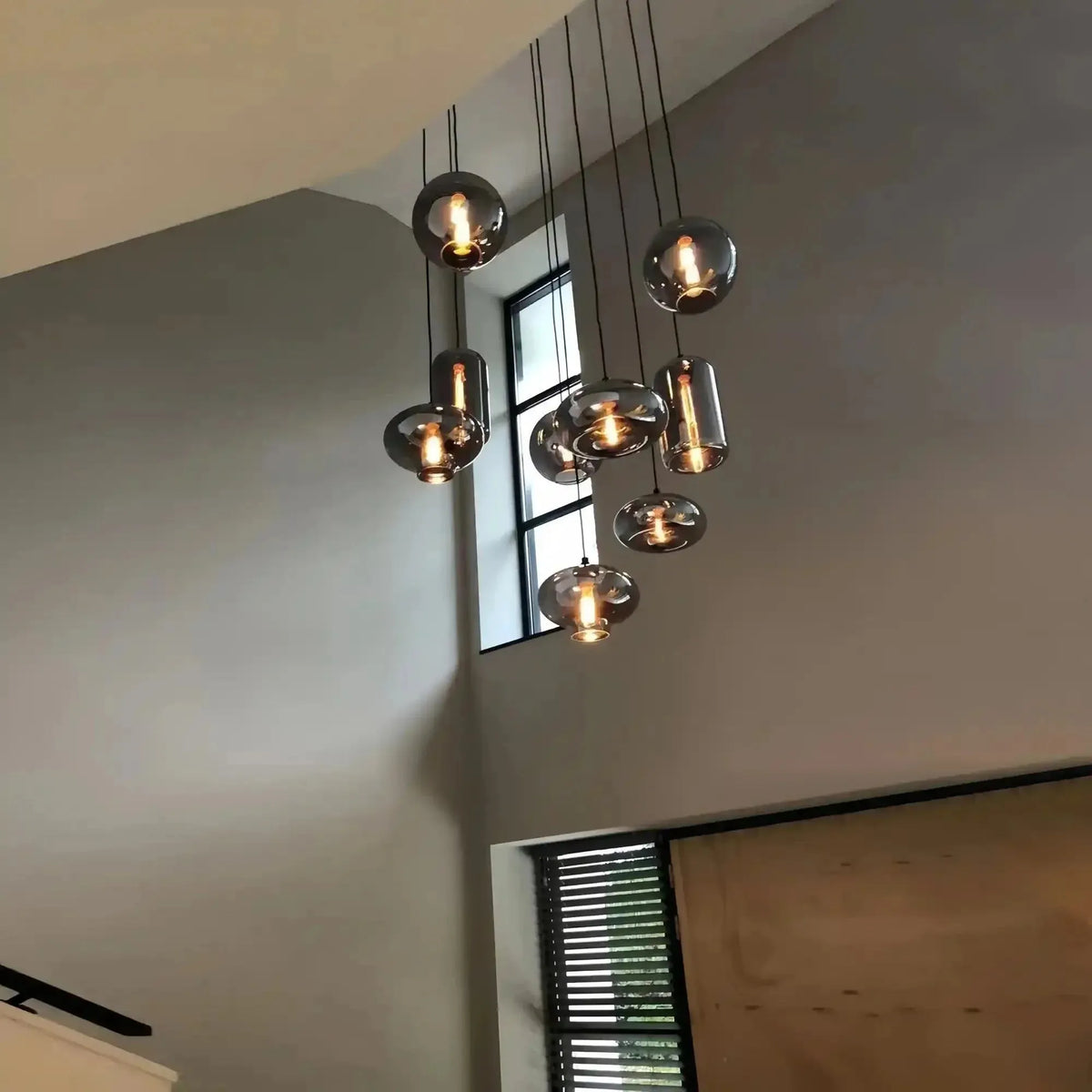 Modern Pendant Fixture light For 2 Story Foyer /Enterway /Staircase - Ceiling Plate: L27.6"*W27.6"/6 LightsWarm Lightcasivra
