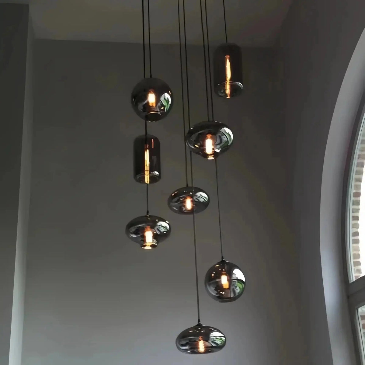 Modern Pendant Fixture light For 2 Story Foyer /Enterway /Staircase - Ceiling Plate: L27.6"*W27.6"/6 LightsWarm Lightcasivra