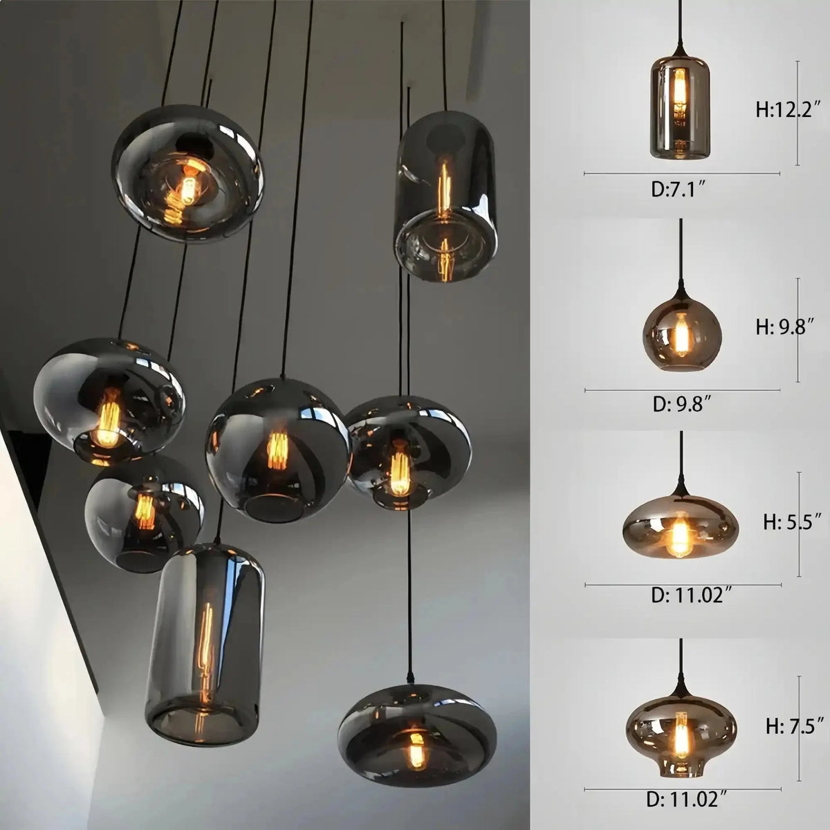 Modern Pendant Fixture light For 2 Story Foyer /Enterway /Staircase - Ceiling Plate: L27.6"*W27.6"/6 LightsWarm Lightcasivra