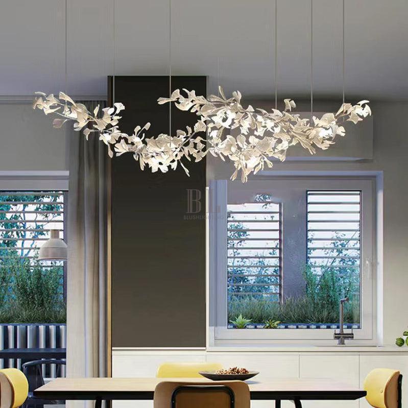 Modern Porcelain Ginkgo Branch Chandelier - 78.8"Lcasivra