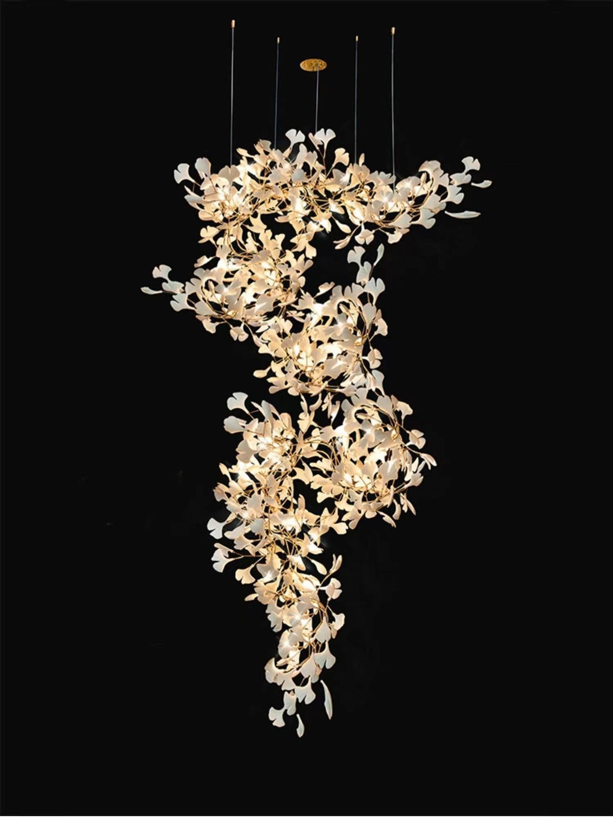 Modern Porcelain Ginkgo Branch Chandelier - 98.5"Lcasivra
