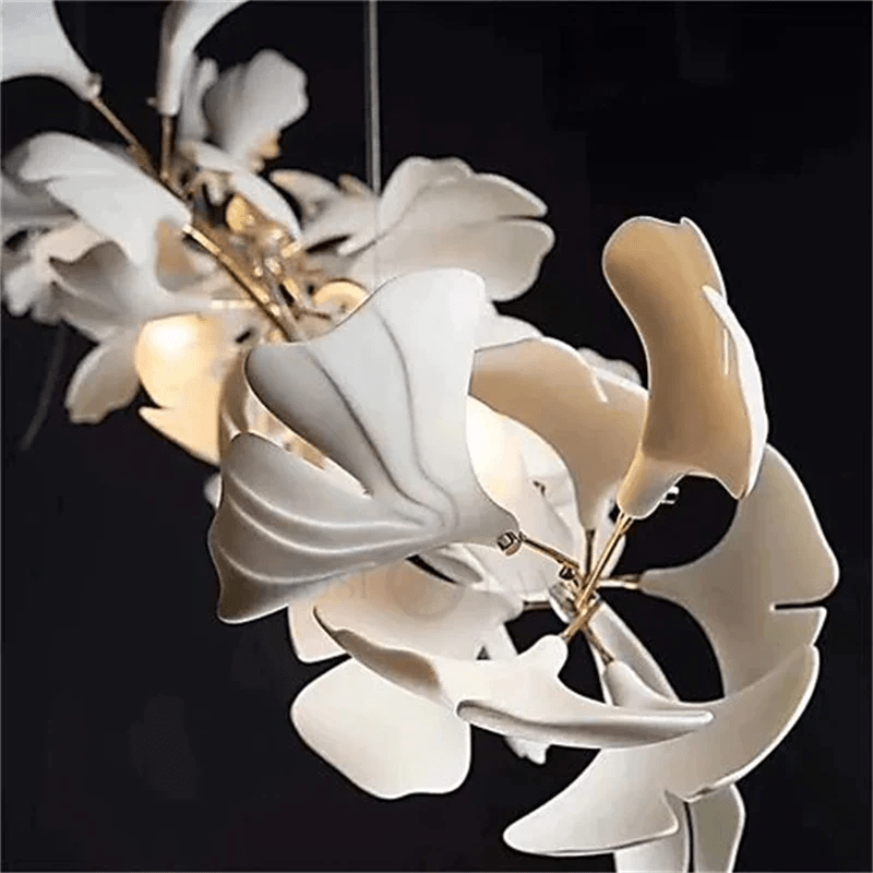 Modern Porcelain Ginkgo Branch Chandelier - 98.5"Lcasivra