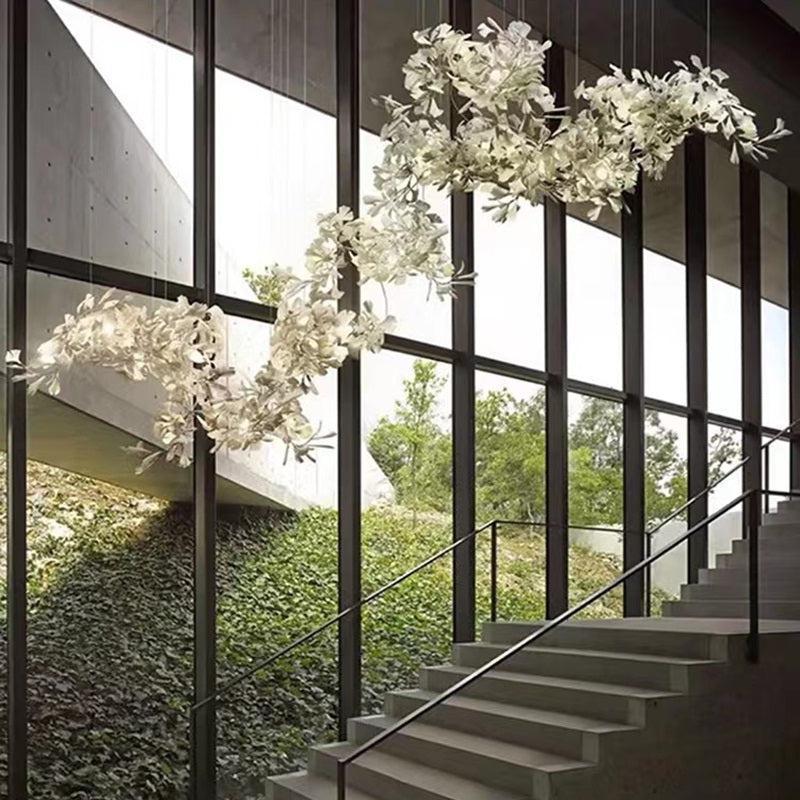 Modern Porcelain Ginkgo Branch Chandelier - 78.8"Lcasivra