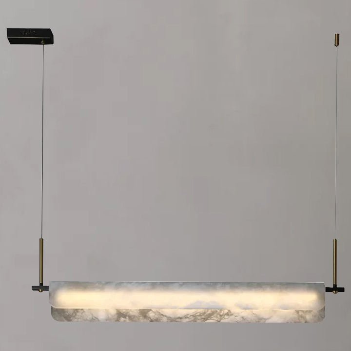 Modern Real Alabaster Chandelier, Linear Chandelier Over Dining Room - casivra