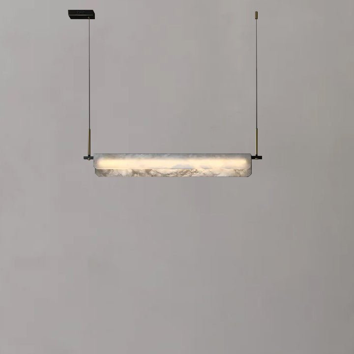 Modern Real Alabaster Chandelier, Linear Chandelier Over Dining Room - casivra
