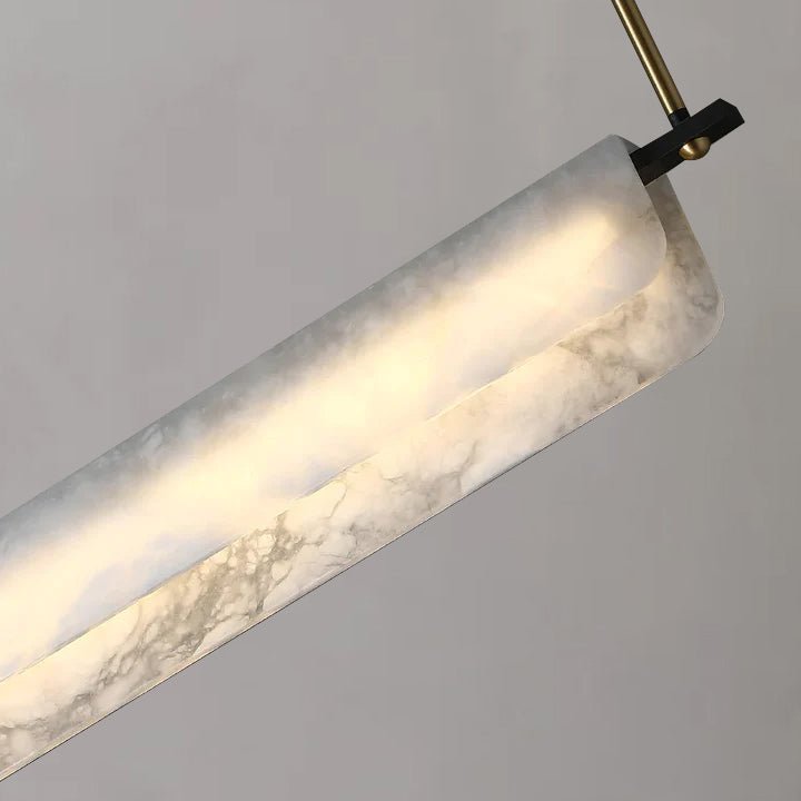 Modern Real Alabaster Chandelier, Linear Chandelier Over Dining Room - casivra