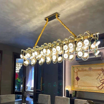 Modern Rectangular Crystal Chandelier for Dining Room - L51.18"*H11.8"(L150cm*H30cm)Warm Lightcasivra