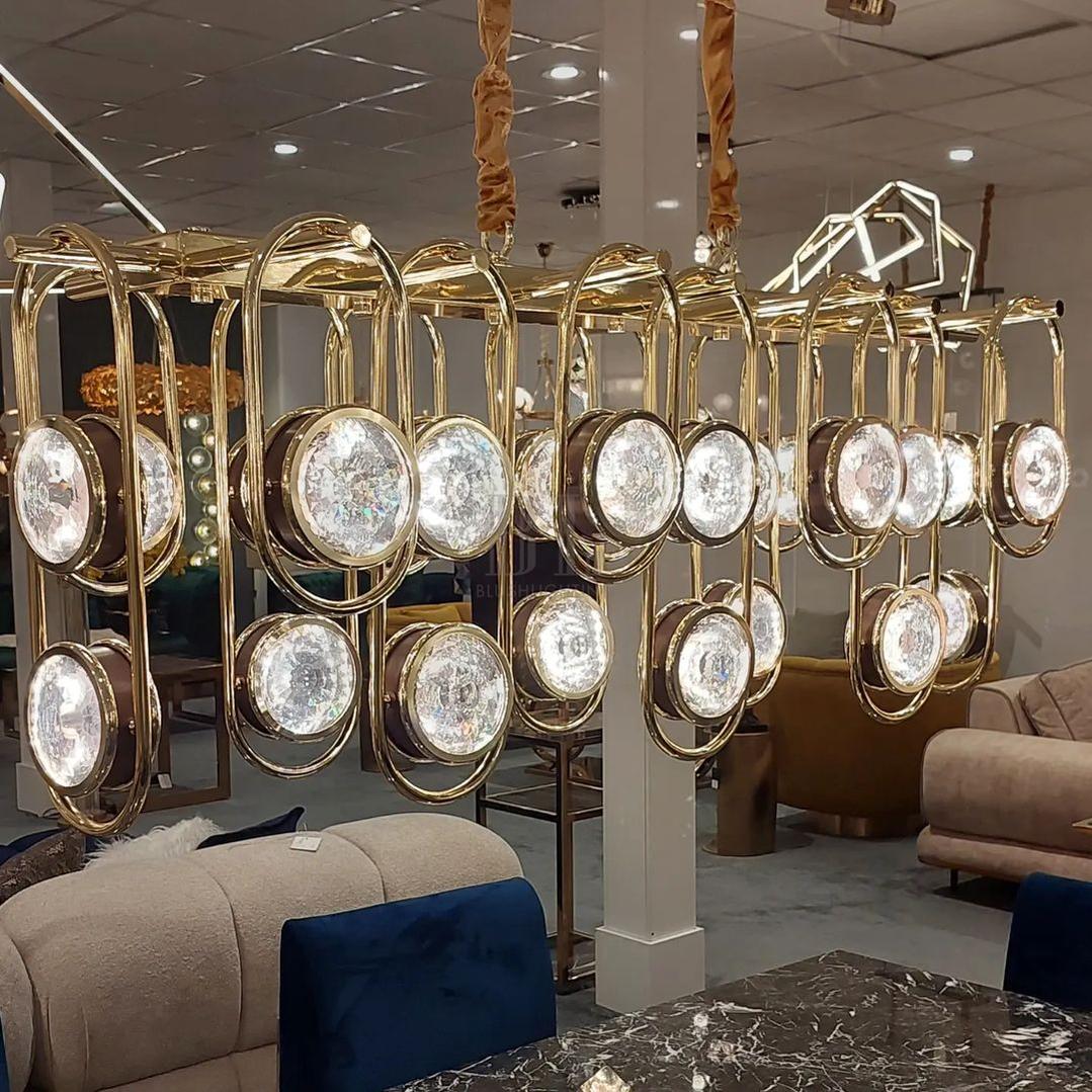 Modern Rectangular Crystal Chandelier for Dining Room - L51.18"*H11.8"(L150cm*H30cm)Warm Lightcasivra