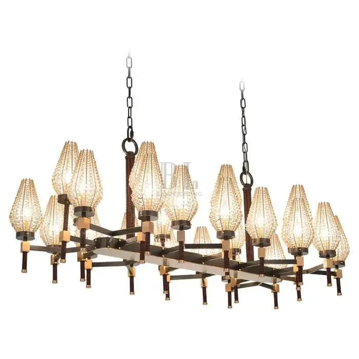 Modern Rectangular Crystal Shade Chandelier for Dining Room - L63"*W27.56"*H31.5"(L160cm*W70cm*H80cm)casivra