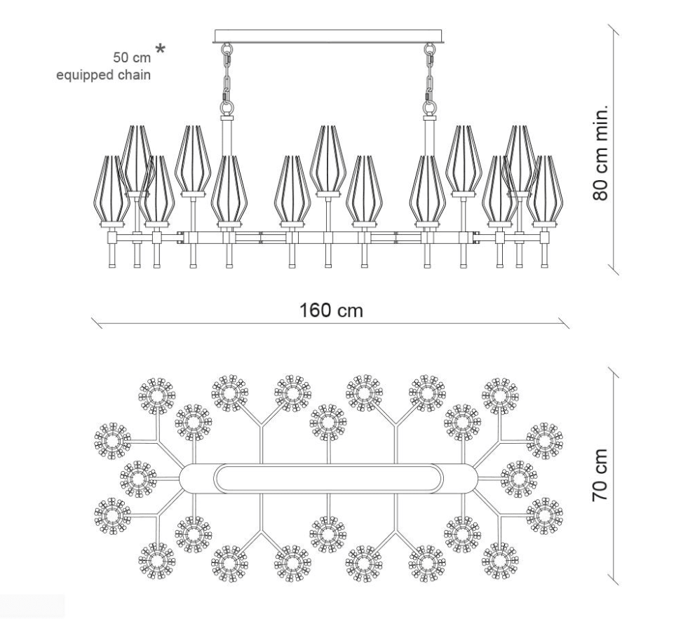 Modern Rectangular Crystal Shade Chandelier for Dining Room - L63"*W27.56"*H31.5"(L160cm*W70cm*H80cm)casivra