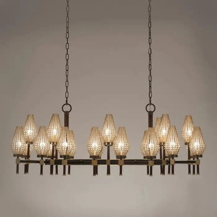 Modern Rectangular Crystal Shade Chandelier for Dining Room - L63"*W27.56"*H31.5"(L160cm*W70cm*H80cm)casivra