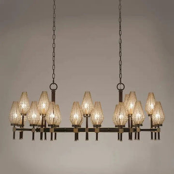 Modern Rectangular Crystal Shade Chandelier for Dining Room - L63"*W27.56"*H31.5"(L160cm*W70cm*H80cm)casivra