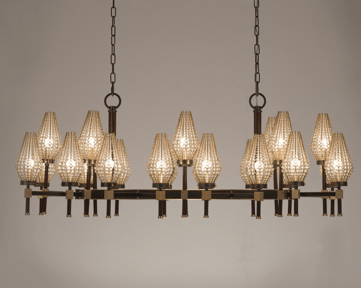 Modern Rectangular Crystal Shade Chandelier for Dining Room - L63"*W27.56"*H31.5"(L160cm*W70cm*H80cm)casivra