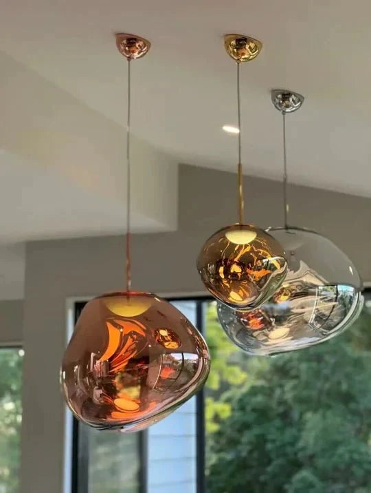 Modern Rock Glass Special Shape Pendant Lighting - D7.87''GoldWarm Lightcasivra