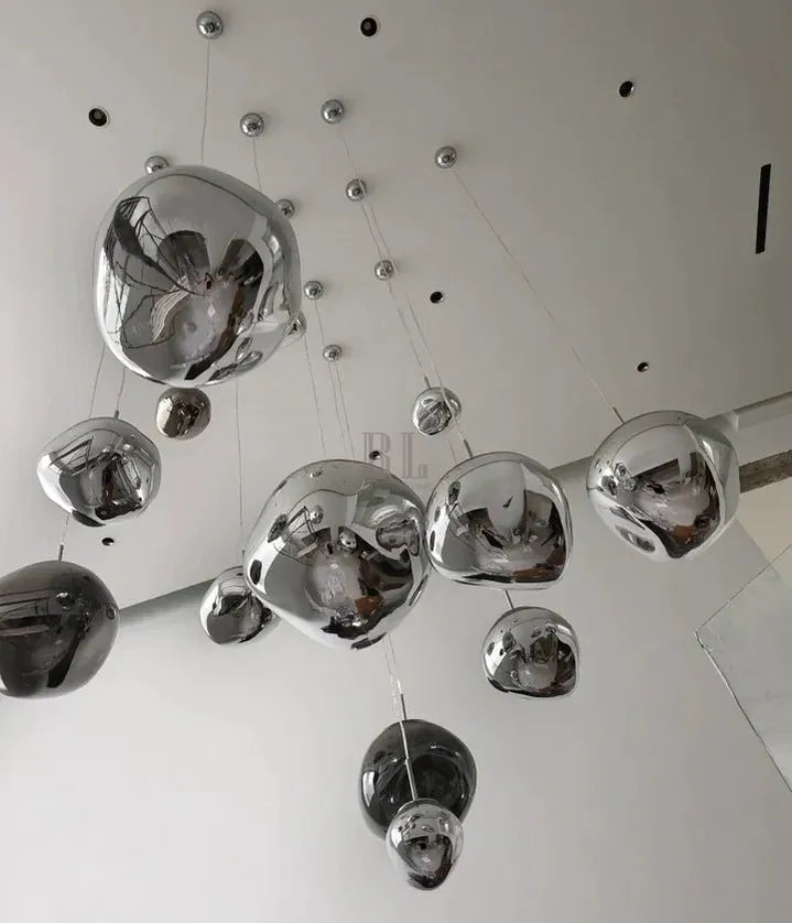 Modern Rock Glass Special Shape Pendant Lighting - D7.87''GoldWarm Lightcasivra