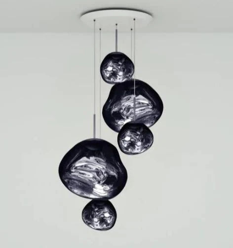 Modern Rock Glass Special Shape Pendant Lighting - Set B: D37.4"*H72.1"(D7.87"*3+D14.17"*2)Smoke GreyWarm Lightcasivra