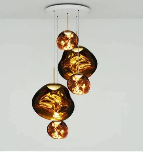 Modern Rock Glass Special Shape Pendant Lighting - Set B: D37.4"*H72.1"(D7.87"*3+D14.17"*2)GoldWarm Lightcasivra