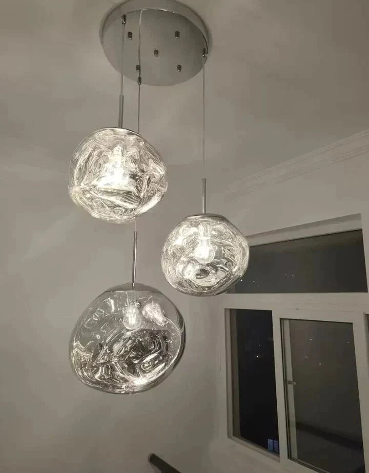 Modern Rock Glass Special Shape Pendant Lighting - D7.87''GoldWarm Lightcasivra