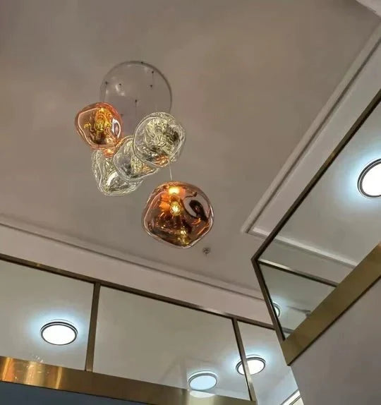 Modern Rock Glass Special Shape Pendant Lighting - D7.87''GoldWarm Lightcasivra