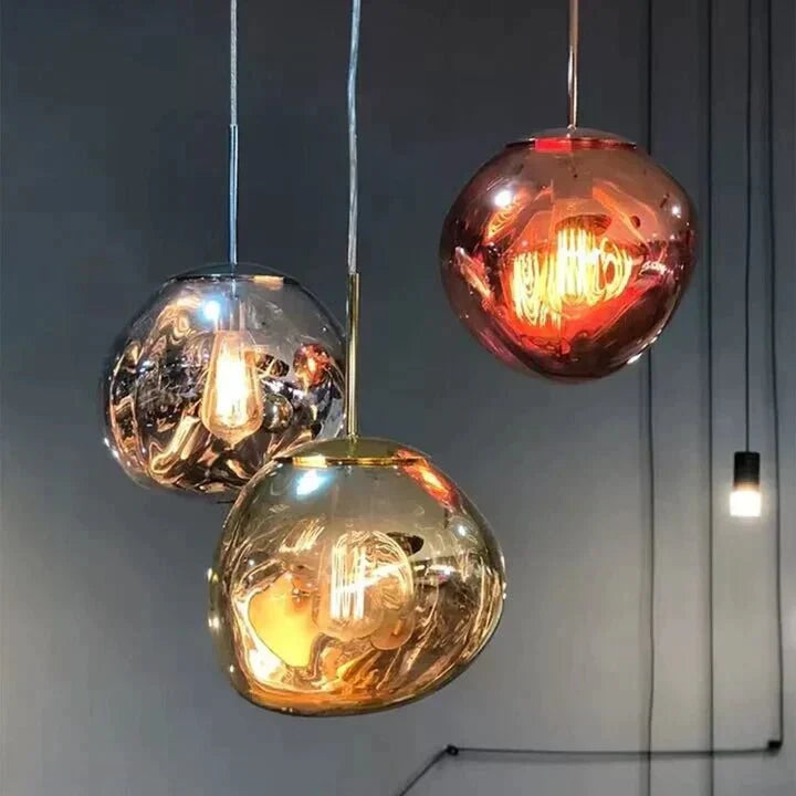Modern Rock Glass Special Shape Pendant Lighting - D7.87''GoldWarm Lightcasivra