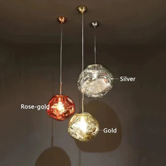 Modern Rock Glass Special Shape Pendant Lighting - D7.87''GoldWarm Lightcasivra