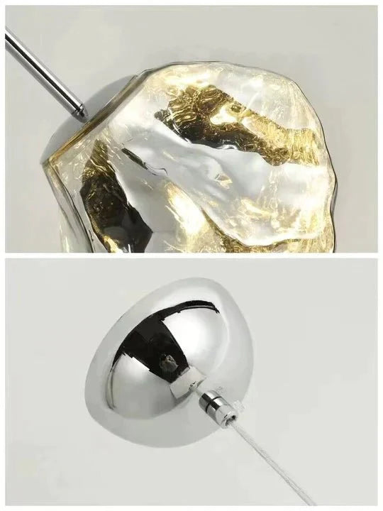 Modern Rock Glass Special Shape Pendant Lighting - D7.87''GoldWarm Lightcasivra
