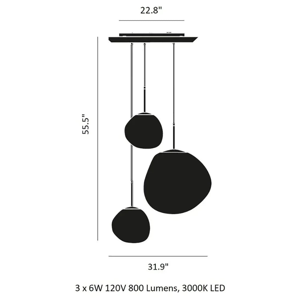 Modern Rock Glass Special Shape Pendant Lighting - Set B: D37.4"*H72.1"(D7.87"*3+D14.17"*2)Smoke GreyWarm Lightcasivra