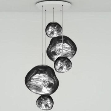 Modern Rock Glass Special Shape Pendant Lighting - Set B: D37.4"*H72.1"(D7.87"*3+D14.17"*2)SilverWarm Lightcasivra