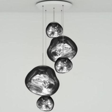 Modern Rock Glass Special Shape Pendant Lighting - Set B: D37.4"*H72.1"(D7.87"*3+D14.17"*2)SilverWarm Lightcasivra