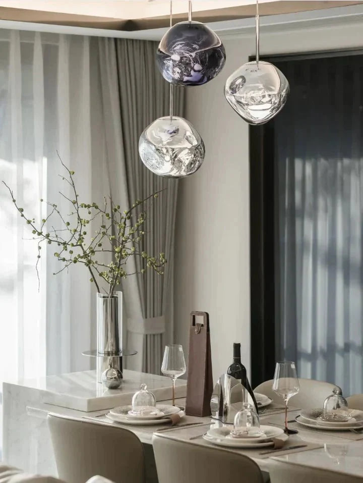 Modern Rock Glass Special Shape Pendant Lighting - D7.87''GoldWarm Lightcasivra
