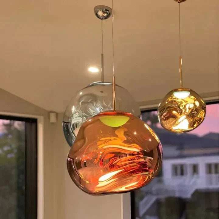 Modern Rock Glass Special Shape Pendant Lighting - D7.87''GoldWarm Lightcasivra