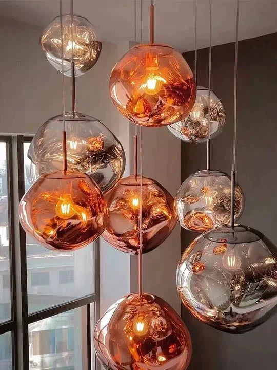 Modern Rock Glass Special Shape Pendant Lighting - D7.87''GoldWarm Lightcasivra
