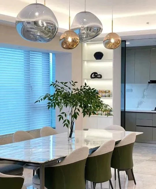 Modern Rock Glass Special Shape Pendant Lighting - D7.87''GoldWarm Lightcasivra