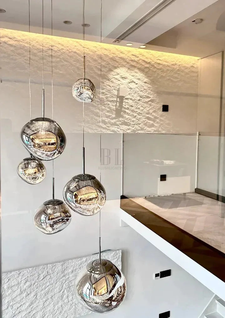 Modern Rock Glass Special Shape Pendant Lighting - D7.87''GoldWarm Lightcasivra