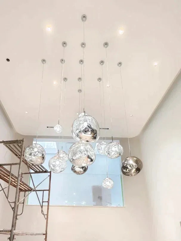 Modern Rock Glass Special Shape Pendant Lighting - D7.87''GoldWarm Lightcasivra
