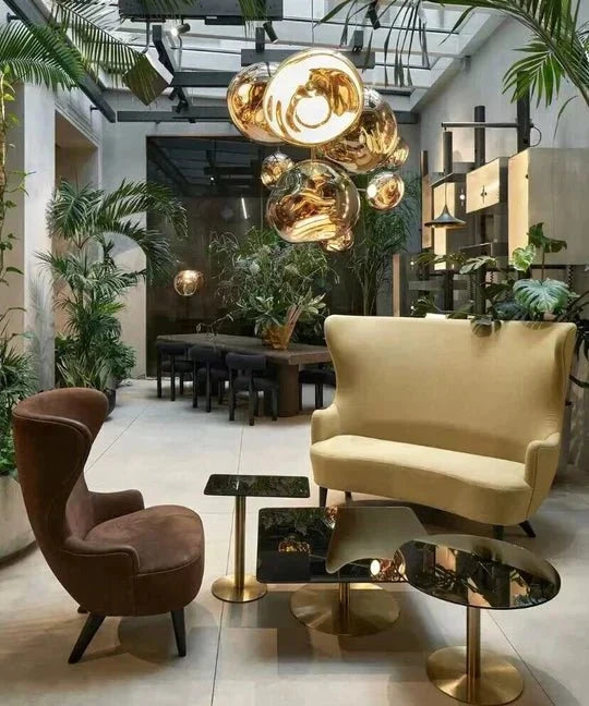 Modern Rock Glass Special Shape Pendant Lighting - D7.87''GoldWarm Lightcasivra